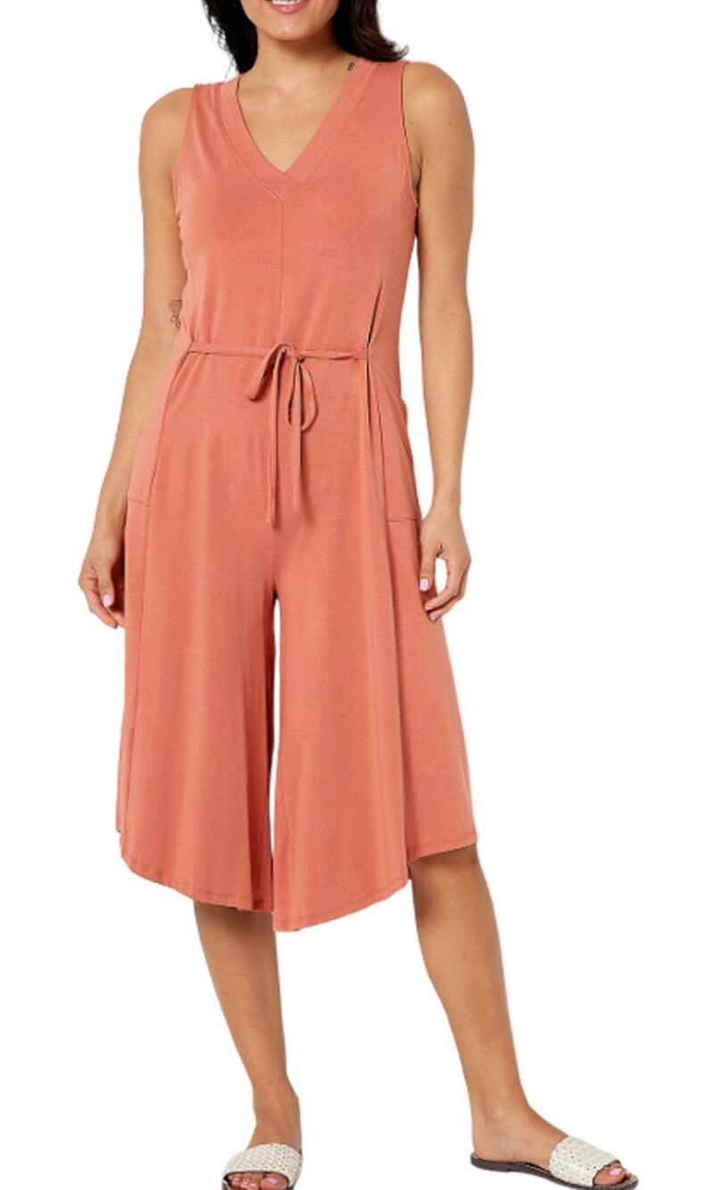 Anybody XS Petite Cozy Knit Luxe V-Neck Gaucho Jumpsuit Ginger Color